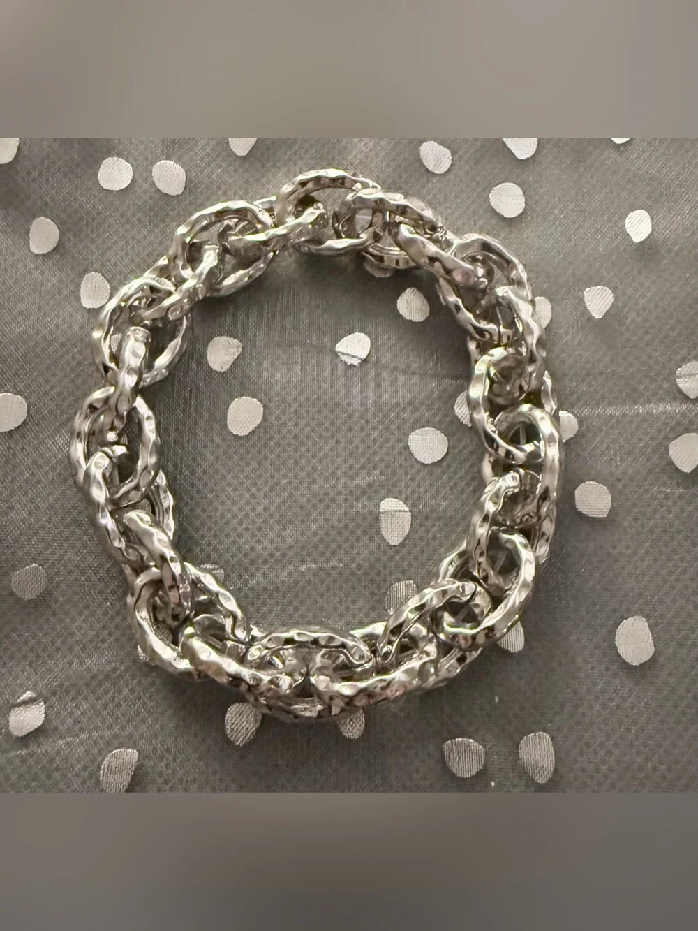 Lane Bryant Polished Silver-Tone Link Stretch Bracelet